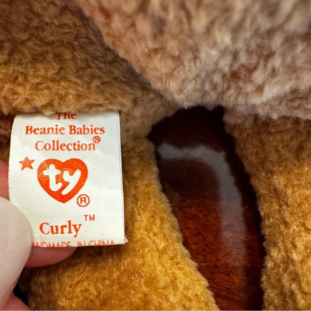 Vintage Ty Beanie Baby Curly Bear PE Pellets 5th Gen Tags